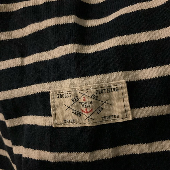 🐝 NWOT Joules Lisa V Neck Pop Over Hoodie Navy White Size 8 - Picture 11 of 12